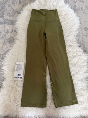 High-Waist Olive Green Women’s Wide-Leg Leggings 23” inseam